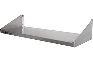 VM Europa - Edelstahl Wandbord - Maße 40 x 20 cm - Einfach Montierbar - AISI 430 Legierung - Wandregal Küchenregal Gastro Edelstahlregal Wandablage Gewürzregal Hängebord Gastronomie