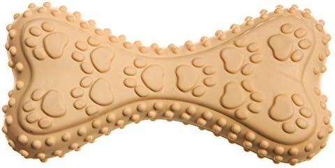 Tyker Makalu - Durable Rubber Heart Bone Dog Chew Toy, Cream