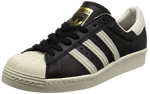 adidas Unisex-Erwachsene Superstar 80s Turnschuhe, Blau (Cblack/Ftwwht/Goldmt), 41 1/3 EU