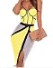 Bling-Bling Dress Women's Yellow Cutout Bandage Dress with Black Lines S