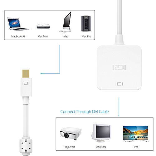 ICZI Mini DisplayPort auf DVI Adapter mit anti-interference magnetischer ring, vergoldet, 1080P, Konverter Male zu Female für Macbook, Chromebook Pixel, Surfacebook und Mehr (Weiß) - 3