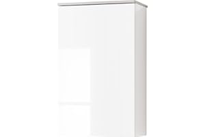 Composad | Pensile Bagno della Linea GALAVERNA, Mobiletto Bagno, Armadietto Salvaspazio Bagno, (LxAxP) 40x65x22 cm, Colore Cemento e Bianco Laccato, Made in Italy