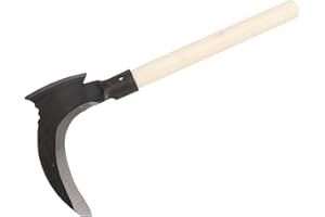 YOEYANG Asixxsix Falce da Diserbo, Falce Doppia in Acciaio al Manganese Alto Giardinaggio Multiuso Falce da Erba per Diserbo Falce di Sicurezza Portatile per Escursionismo di Emergenza Attrezzi (2)