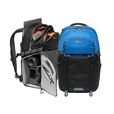 Lowepro LP37253-PWW Sac à Dos Photo Active, Séparateurs QuickShelf, Espace Ordinateur 15" ou Poche à Eau 3L, pour Hybride, Sony, Canon, Nikon, Stabilisateur, Drone, DJI, Osmo, Mavic, Bleu/Noir