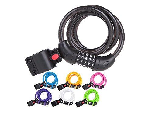ATTOUPAN Fahrrad Lock Five-Digit Lock Sicherheit Kabel Lock Für Fahrrad draußen (grün)