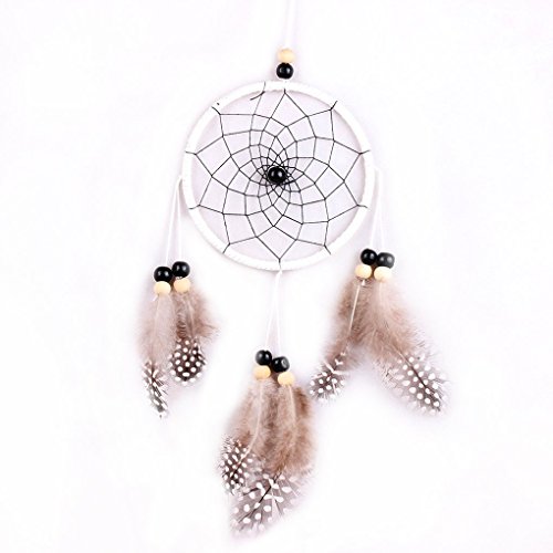 LUFA Kreis Traumfänger Federn Wand hängende Dekoration Auto-Verzierung Weiß&35cm