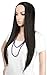 S-noilite 26" Straight Dark Black Half Wig 3/4 Full Head Hair Fall no Bangs Heat Resistant Wig