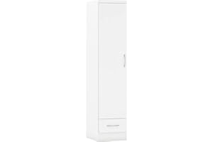 Seconique Nevada 1 Door 1 Drawer Wardrobe in White Gloss