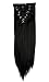 26 inches(66cm) Long Straight 8 Piece Full Head 18Clips Womens Ladies Girls Clip in Hair Extensions (26 inches, Dark Black)