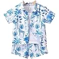 ocvito Baby Boy Summer Clothing Set Toddler Button Down Printed Shirts with Shorts Short Sleeve Top Shorts Outfit Fancy Co-ords Set Kid's