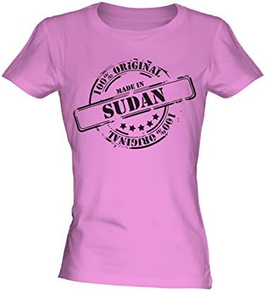 Made In Sudan - Ladies Fitted T-Shirt Top, Size X-Large, Colour Candyfloss