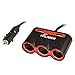 Produktbild Volador 3-Sockets Zigarettenanzünder Zigarettenanzünder Verlängerung Splitter Netzteil 12V / 24V DC Outlet Dual USB Auto-Ladegerät für iPhone Samsung iPad und andere USB-Geräte - Schwarz