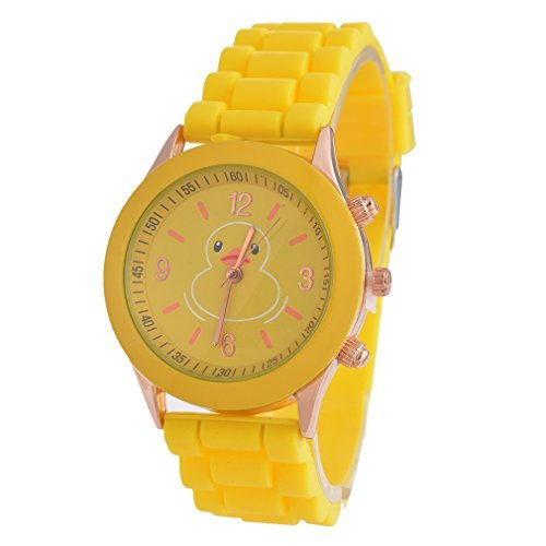 Souarts Junge Gelb Ente Silikonband Armbanduhr Quartz Analog Sportuhr mit Batterie
