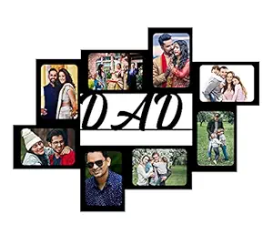 DreamVio Dad/Father/Papa Personalized/Personalise 8 Photo Frame for Gifts in Creative Wooden Frame |Gifting Frame for All Occasions| (Black, 18x24 inches)