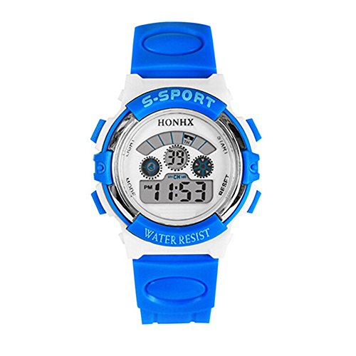 honhx Jungen Gummi Band Multifunktionale Glow Datum Wecker Sport wasserdicht digital Armbanduhr – Dunkelblau