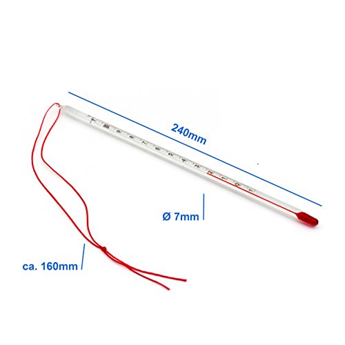 Lantelme 6197 Teethermometer Glas mit Schnur rot – 24 cm – Tee Thermometer Temperaturbereich bis 110 °C Analoge Anzeige - 3