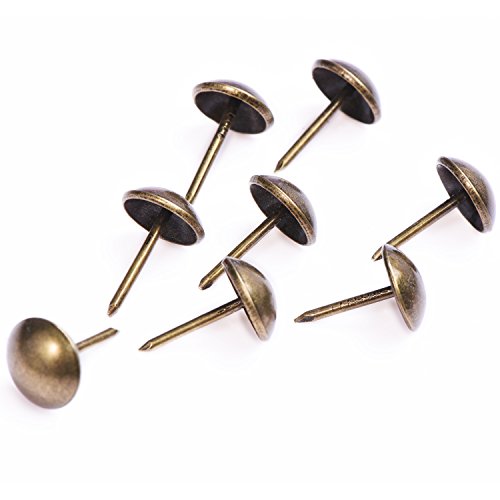 Outus Polster Reißzwecken Antike Messing Möbel Nägel Nadeln, 11 x 17 mm, 100 Stück - 