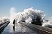 Produktbild Alu-Dibond-Bild 90 x 60 cm: "Waves on brekwater in Porto, Portugal.", Bild auf Alu-Dibond