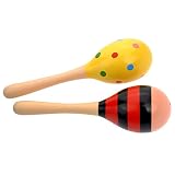 Tinksky Kinder Holz Maracas Rassel Shaker musikalische pädagogisches Spielzeug, 2pcs(Random Color) - 3
