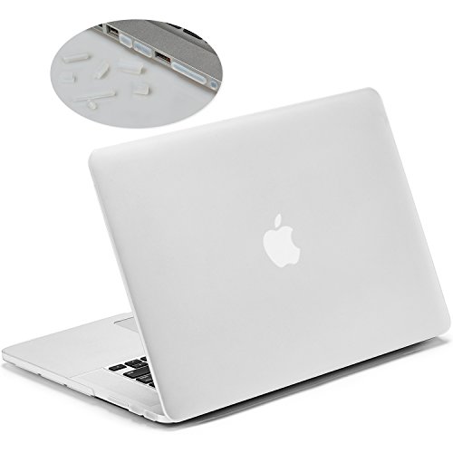 LENTION Matte Hartschale für MacBook Pro (Retina, 15", Mitte 2012 zu Mitte 2015) Modell-A1398, LENTION Durchsichtige Plastikabdeckung & Schale für Mac Book Laptop, matte Hülle mit Gummifüßen, mit Anti-Staub Port Stecker - Transparent Weiß