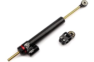 NORXI Amortisseur de direction universel pour moto, stabilisateur d'amortisseur de direction réglable, contrôle de sécurité inversé linéaire en aluminium et fibre de carbone (34,3 cm)