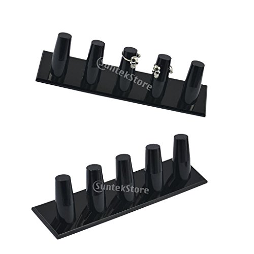 Gazechimp 1-5 Fingerring Anzeige Schmuckständer Acryl Ständer Schmuckständer Display Schwarz Vitrine - 2