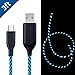 Price comparison product image MKDGO 3ft Round USB Type C Cable 360 Degree Flowing LED Light Fast Charging Cable Sync Data Lead for Samsung Galaxy S8/S8 Plus/S9/S9 Plus Huawei P20/P10 LG G6/G5/V30/V20 HTC10 Nexus 6P/5X OnePlus 5/2 Macbook Nokia N1 Tablet Nintendo Switch – Blue Light