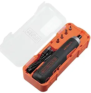 BLACK+DECKER BD40K4 4V 6.35mm Li-ion Cordless Screwdriver with E-Clutch and Intelligent Torque System (4 Accessories)