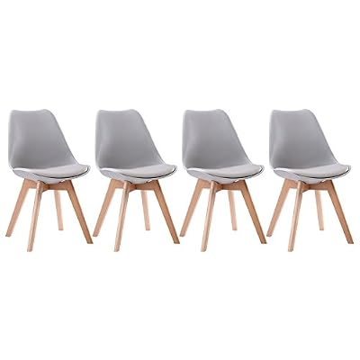 Happy Garden Lot de 4 chaises scandinave NORA grises avec coussin