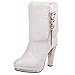 Produktbild ODJOY-FAN Frau Mittleres Rohr StiefelRunder Kopf Leder Stiefel Hoher Absatz Martin Stiefel Strass Frauen Schuhe Keil Mitte Tube Booties Schlüpfen Hoch Absätze Schuhe(Weiß,36 CN)