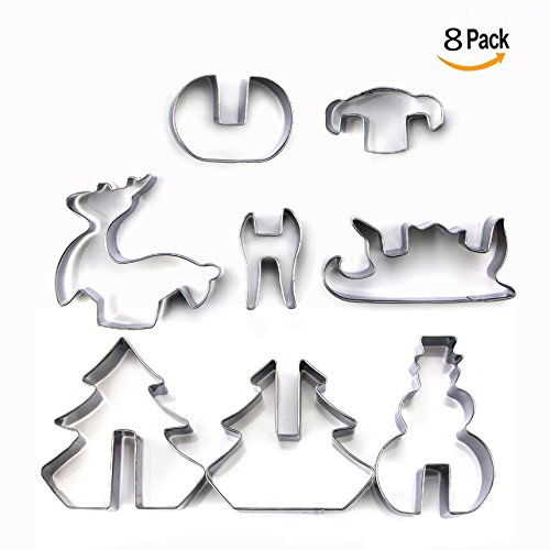 OFKPO Moldes para Galletas de Navidad,Navidad Set para Principiantes (8 Unidades) de Acero Inoxidable