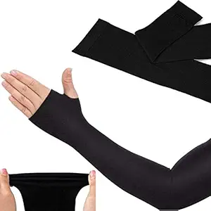 Bull Rider Hand Gloves, Black Skinny fit Unisex Cotton UV Protection Arm Sleeves(Black)