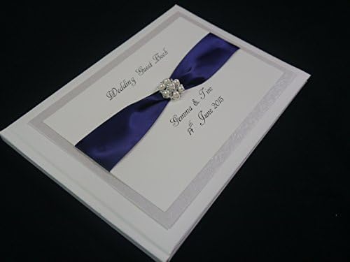 Wedding Guest Book, Any Colour Ribbon, Pearl Embellishment, Personalised