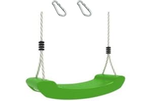 ‎H2I h2i Plastic Swing for Children and Toddlers, Weatherproof Swing Seat Indoor and Outdoor, Height-Adjustable Ropes, Outdoor Toy for Boys and Girls, Green