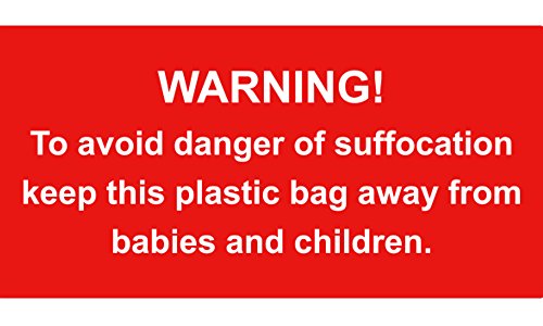 500 bolsas de polietileno de advertencia de pegatinas asfixia seguro de empu  adura del sello Productos de la seguridad Rojo Tama  o de etiquetas 50x25mm PC   500  por 1 rollo    Warning  To avoid danger of suffocation please keep this bag away from babies and children 