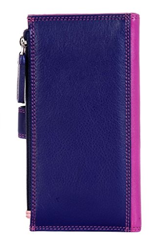 VISCONTI SOFT LEATHER 3-TONE LADIES PURSE WALLET 17 CARD SLOT, RB-100 NEW IN !! (Berry Multi)