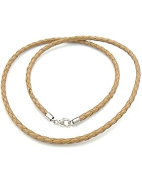 Ledercollier Lederhalsband Lederband Lederkette hellbraun, mit rostfreiem Karabinerverschluss, verschiedene Laengen...