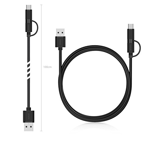 2in1 Inateck Micro USB Kabel & USB C Kabel, Datenkabel mit Micro USB und Typ-C zu USB 2.0 Typ A für Geräte mit Micro USB und Typ C Anschluss, inklusive Nexus 6P, Nexus 5x und Samsung, 100cm - 3