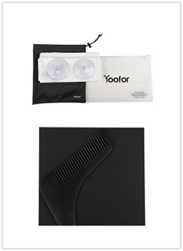 Yoofor Bart Schürze Sammeln Tuch Bib für saubere Rasuren und Bartpflege Mit Bart Styling Tool Bart Schablone und Bartkamm Bart Rasieren Vorlage Werkzeug,Gute Geschenk für Männer (Weiß + Schwarz) - 6