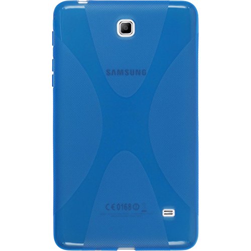 PhoneNatic Case für Samsung Galaxy Tab 4 7.0 Hülle Silikon blau X-Style Cover Galaxy Tab 4 7.0 Tasche + 2 Schutzfolien - 3
