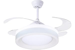 ‎BEL AIR HOME Bel Air Home - Deckenventilator TITAN Serie DC Motor mit ausfahrbaren Flügeln & 36W LED Licht (3000K, 4000K, 6500K) & Fernbedienung (Weiß)