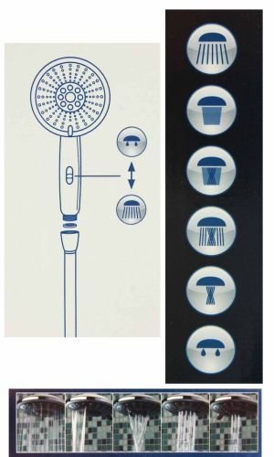 Niagara Duschkopf Handbrause „Wasserfall“ Multifunktion Schwall Brause Chrom/schwarz - 5