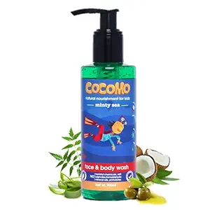 Cocomo Natural Olive & Coconut Oil Kids Face & Body Wash, Minty Fragrance, Soft & Healthy Skin | Minty Sea 200ml (Age: 4+)