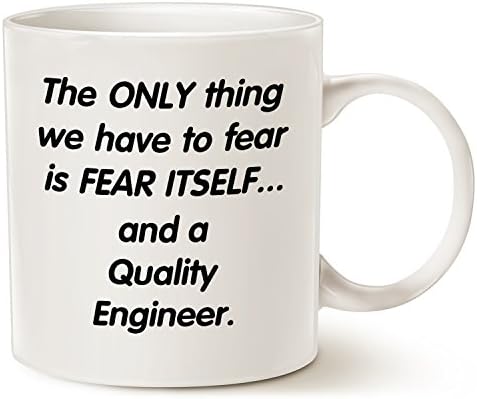 Funny Christmas Gifts Mug for Engineer, Fear Quality Engineer Coffee Cup White, 14 Oz by LaTazas