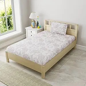 BS Exports Premium 100% Cotton Luxurious Printed Flat Bedsheet 210 Thread Count Single Size Bed Sheet with 1 Pillow Cases for Home Bedroom - 60*90 Inches (Multi 3)