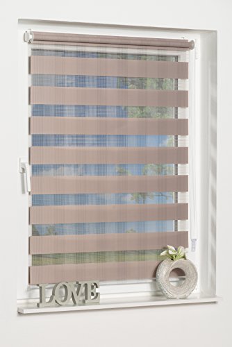 K-home Klemmfix Doppelrollo Rota ohne Bohren Design Streifen Taupe, 50 x 130 (B x L)