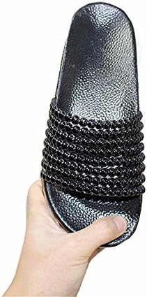 YUCH Ladies' Beach Shoes Summer Sequins and Wear-Resistant Casual Sandals,Black,37