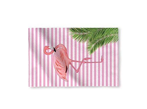 147,3 x 99,1 cm Flamingo Pink & Weiß Streifen Design Mikrofaser Strandtuch Badetuch Pool Sun * Handtuch nur *