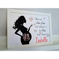 Bilderrahmen - Fotorahmen für Ultraschallbild - Holz - Mädchen - Geschenk zur Geburt,Babyparty, Geburtsanzeige, Namensschild