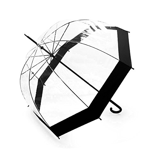 Preisvergleich Produktbild Becko moderne,elegante und transparente Damen- Golfschirm / Stockschirm / Durchlichtschirm / Kinderschirm mit schwarzem Rand Für ein Person